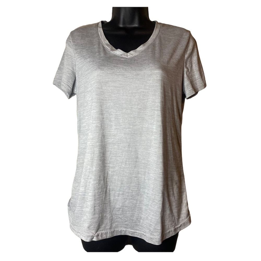 Danskin Soft short sleeve v-neck gray top